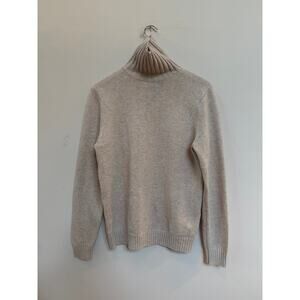 Suitsupply Women Sweater Oatmeal Cream Cashmere Wool Turtleneck Long Sleeve